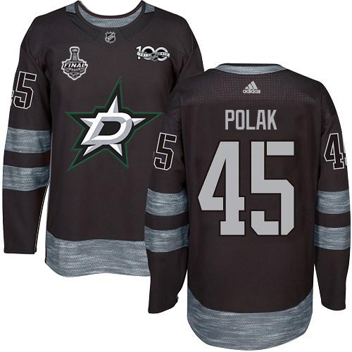 Adidas Men Dallas Stars #45 Roman Polak Black 1917-2017 100th Anniversary 2020 Stanley Cup Final Stitched NHL Jersey->dallas stars->NHL Jersey